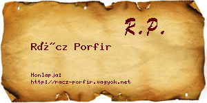 Rácz Porfir névjegykártya
